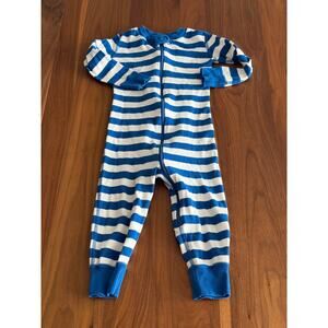 Hanna Andersson Bold Stripe Sleeper Deep Blue Sea / White 2T